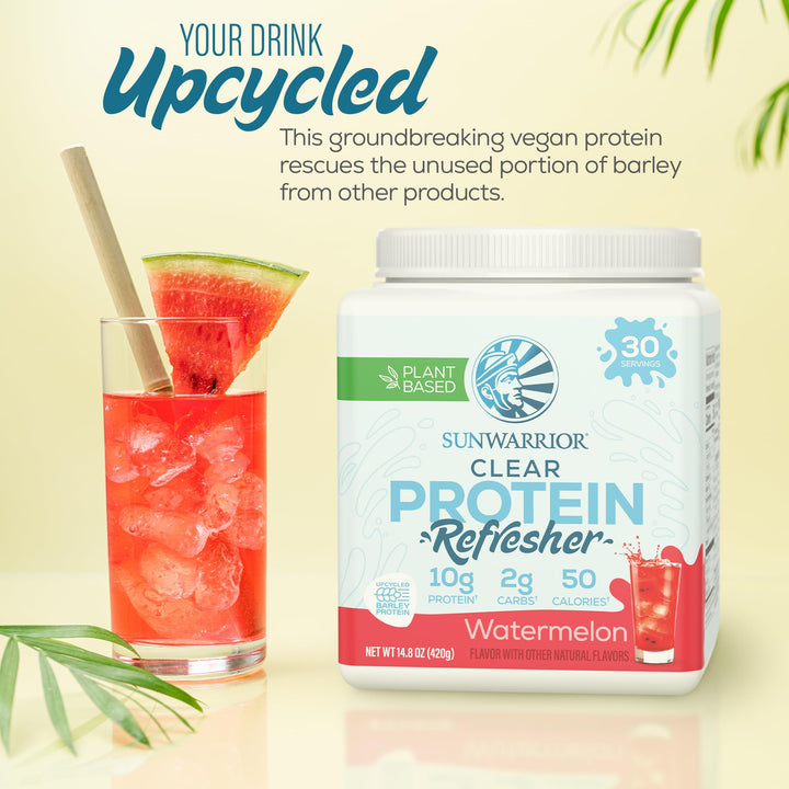 Sunwarrior Clear Protein Watermelon on-the-trail—hydration and protein during activity.