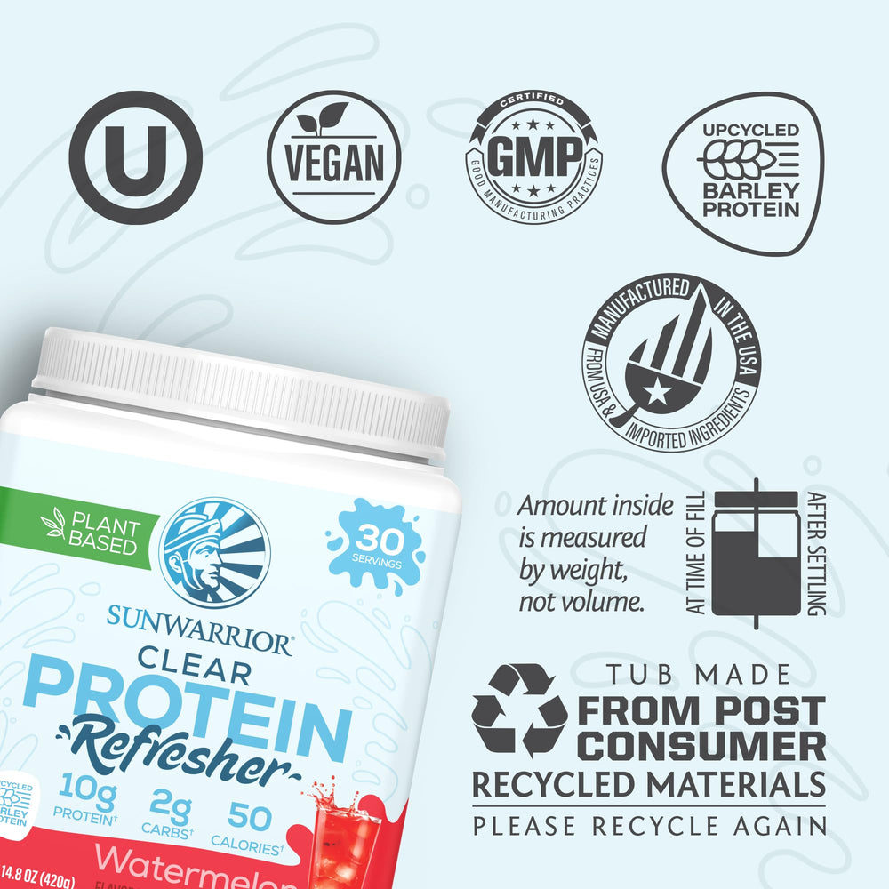 Sunwarrior Clear Protein Watermelon serving cup—post-workout protein refreshment in hand.