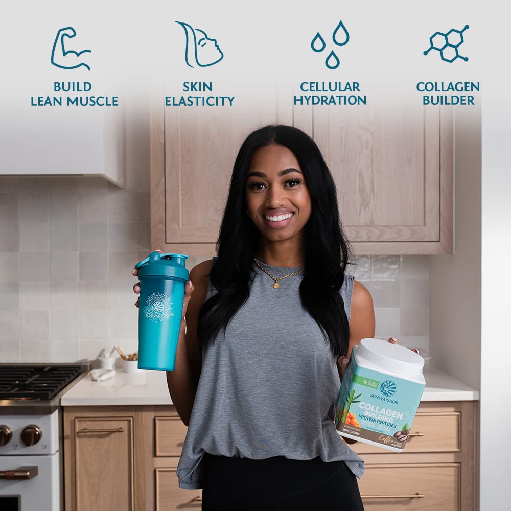 Sunwarrior collagen label closeup shows clean plant-based formula.