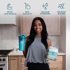 Sunwarrior collagen label closeup shows clean plant-based formula.