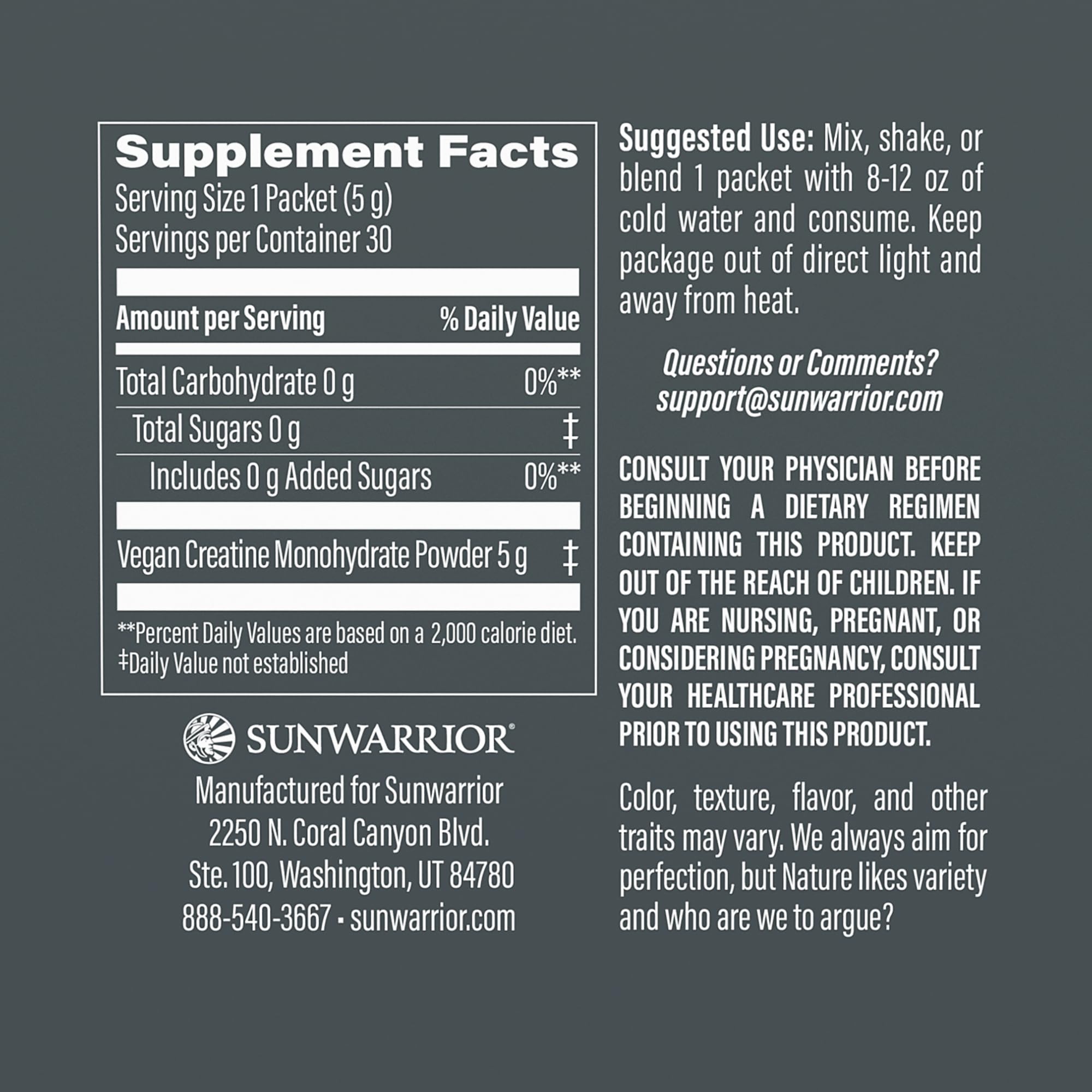 Sunwarrior Creatine micronized powder with scoop for easy mixing.