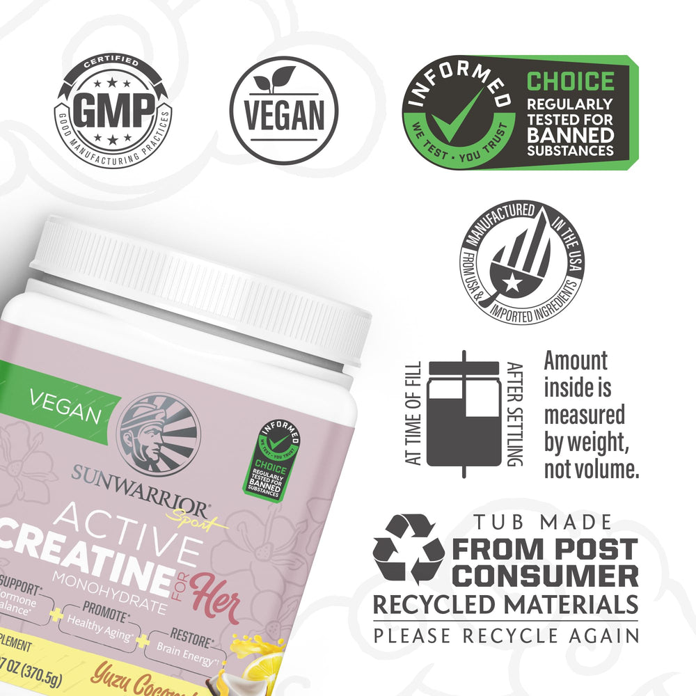 Sunwarrior Creatine Monohydrate mixed drink highlighting easy dissolution.