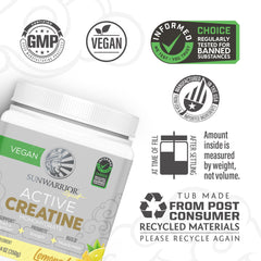 Sunwarrior Creatine Monohydrate powder dissolving in glass—fast, smooth texture