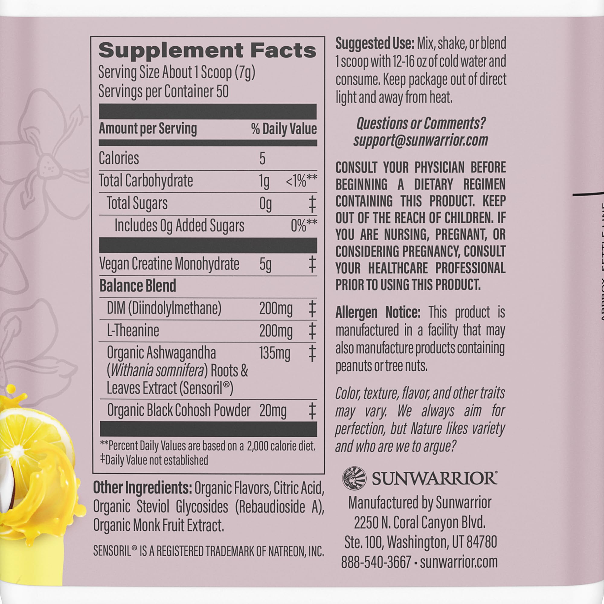 Sunwarrior Creatine Monohydrate Yuzu Coconut scoop ready for post-workout recharge.