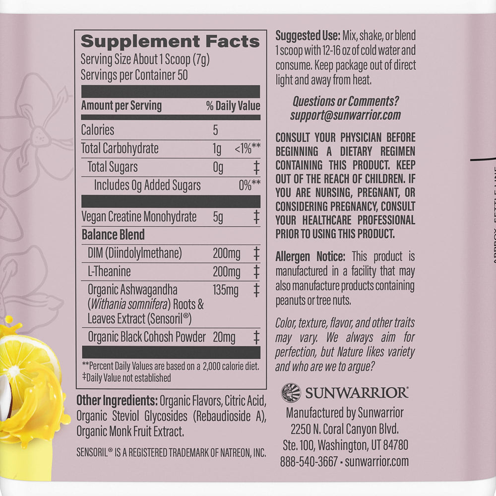 Sunwarrior Creatine Monohydrate Yuzu Coconut scoop ready for post-workout recharge.