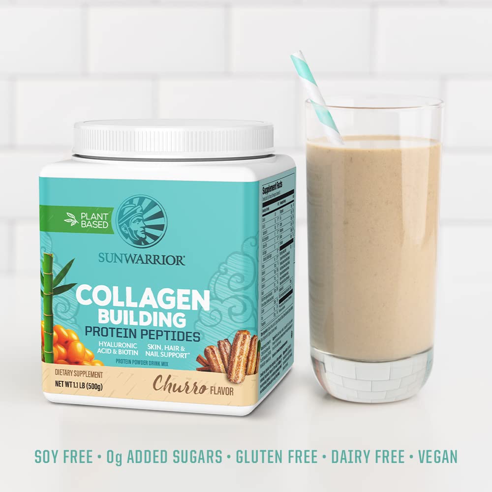 Morning smoothie with Sunwarrior vegan collagen for daily plant-based boost.