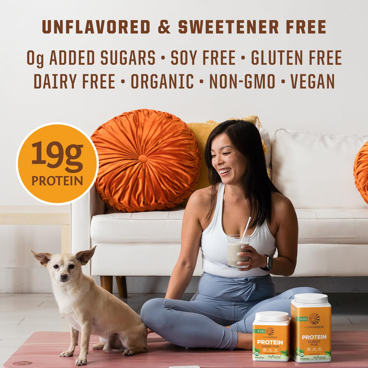 Sunwarrior dairy free gluten free badge on packaging for sensitive diets