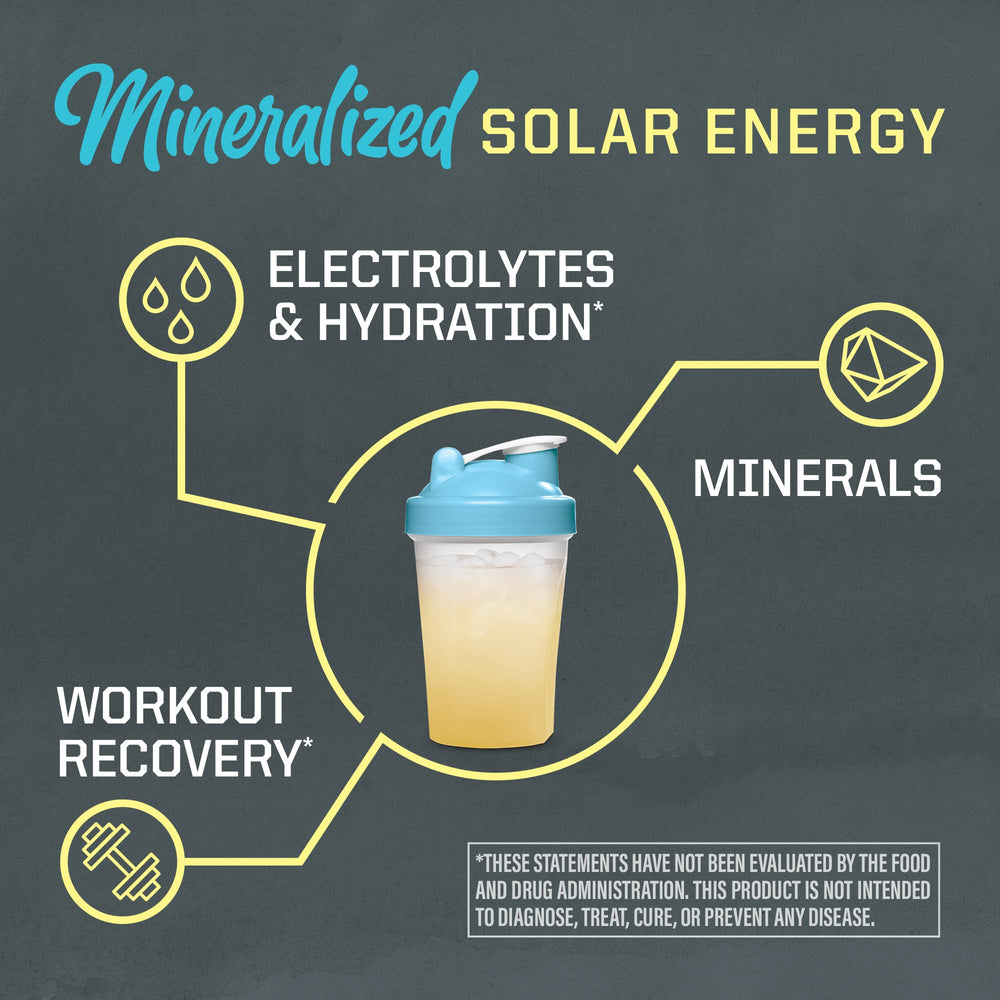 Sunwarrior Fulvic Acid Drops stirred into lemon water.