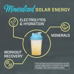 Sunwarrior Fulvic Acid Drops stirred into lemon water.