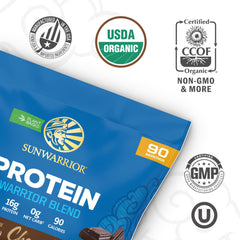 Sunwarrior hemp and pea protein ingredients highlight clean vegan protein blend.