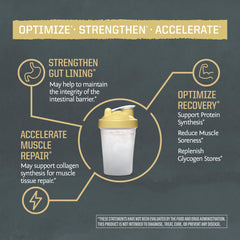 Sunwarrior L-Glutamine unflavored powder label emphasizes purity and versatile use