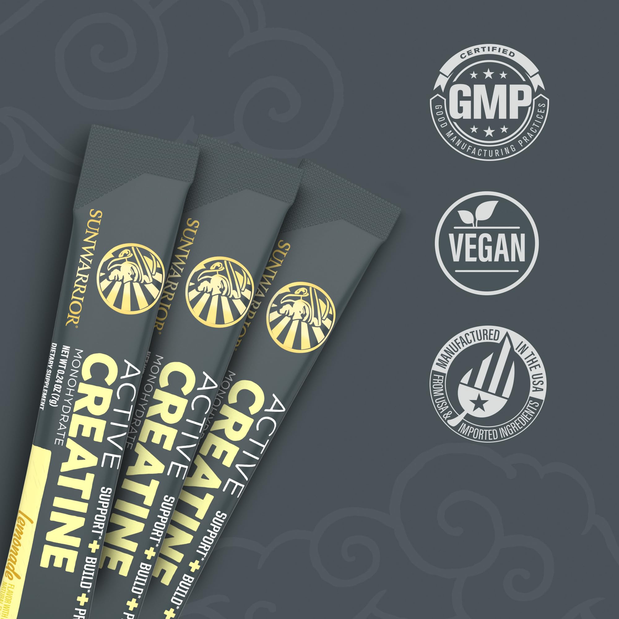 Sunwarrior Lemonade Active Creatine Stick dissolving in water for quick hydration and energy