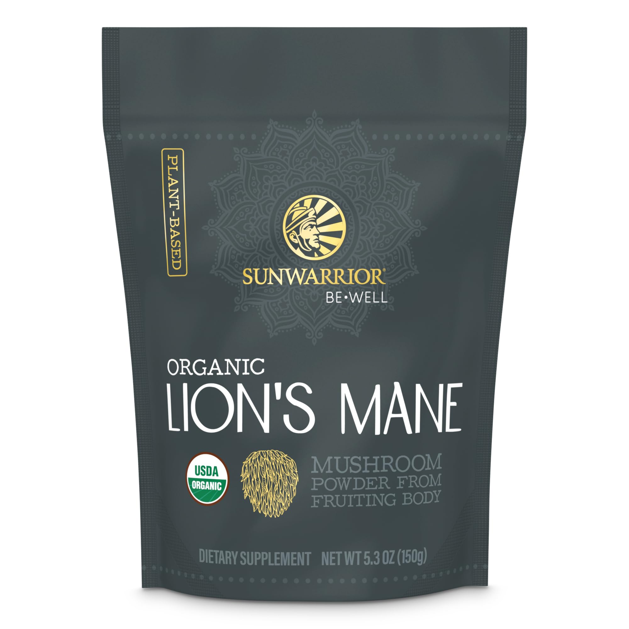 Sunwarrior Lions Mane Powder in a 150g pouch supports focus and daily mental sharpness.