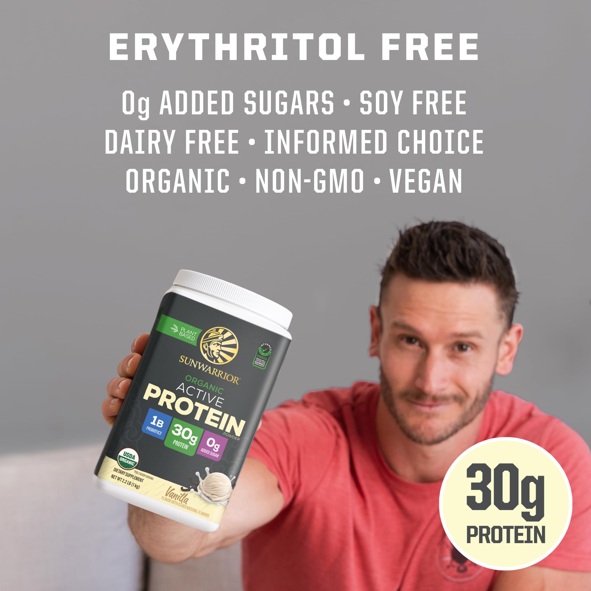 Sunwarrior low-carb formula label indicates sugar-free energy support