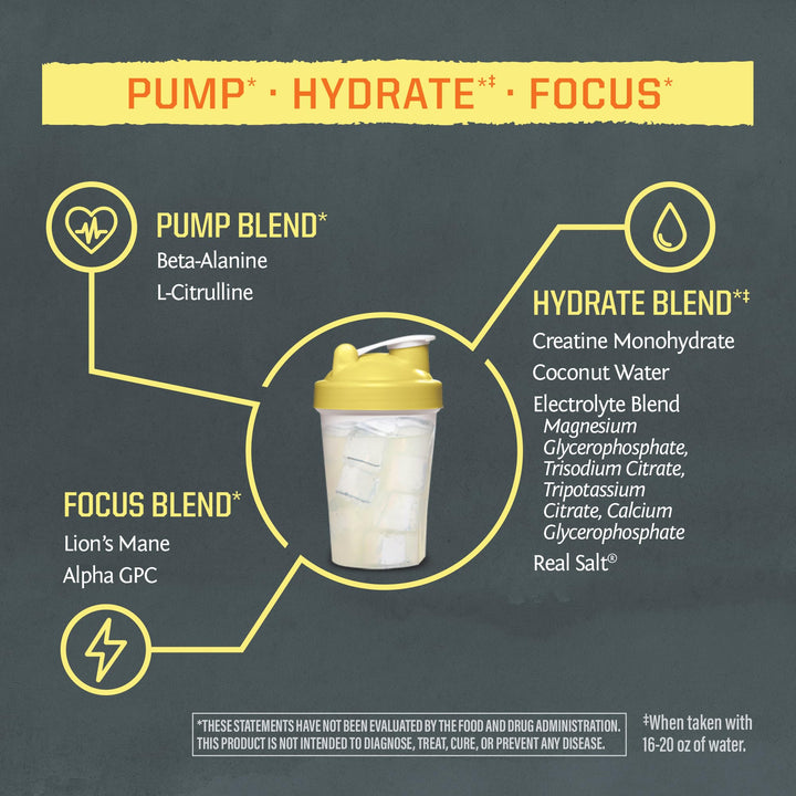 Sunwarrior shaker with cold water ready to mix pre-workout powder.