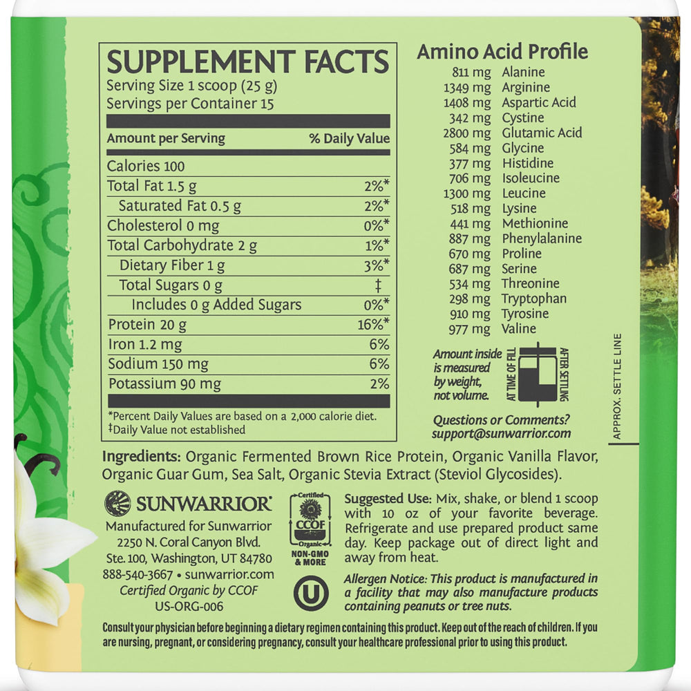 Sunwarrior Organic Classic Vanilla Protein scoop ready for easy daily servings.