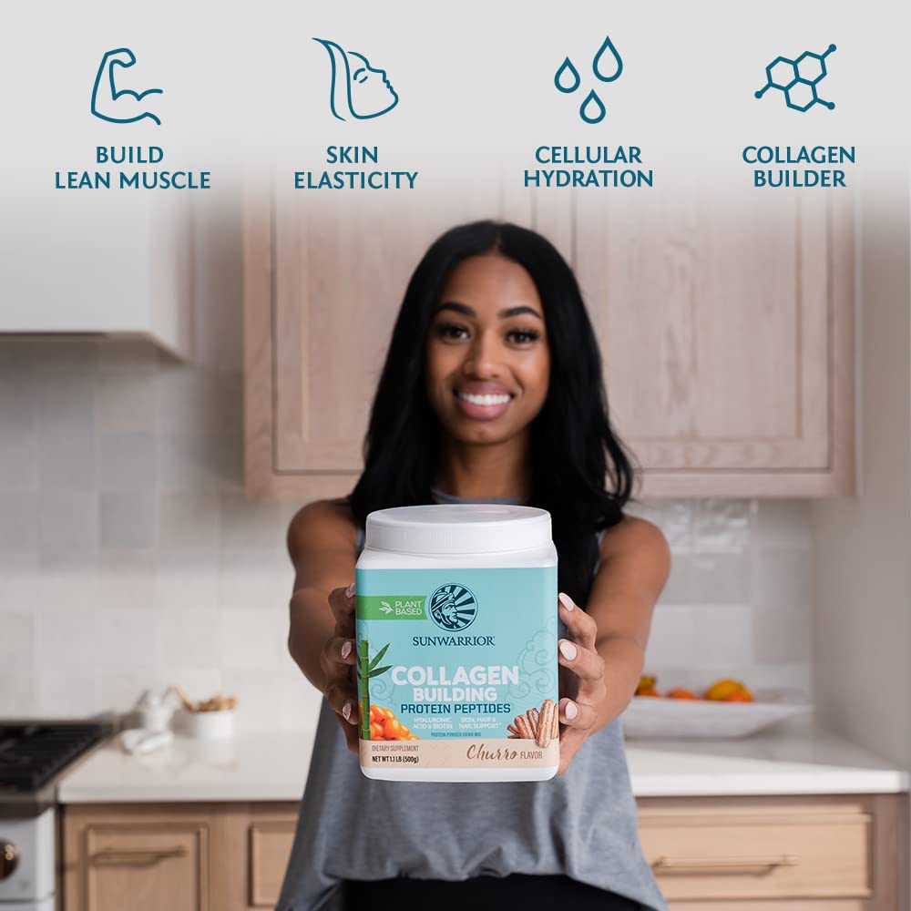 Sunwarrior blend of organic greens and plant proteins in powder form.