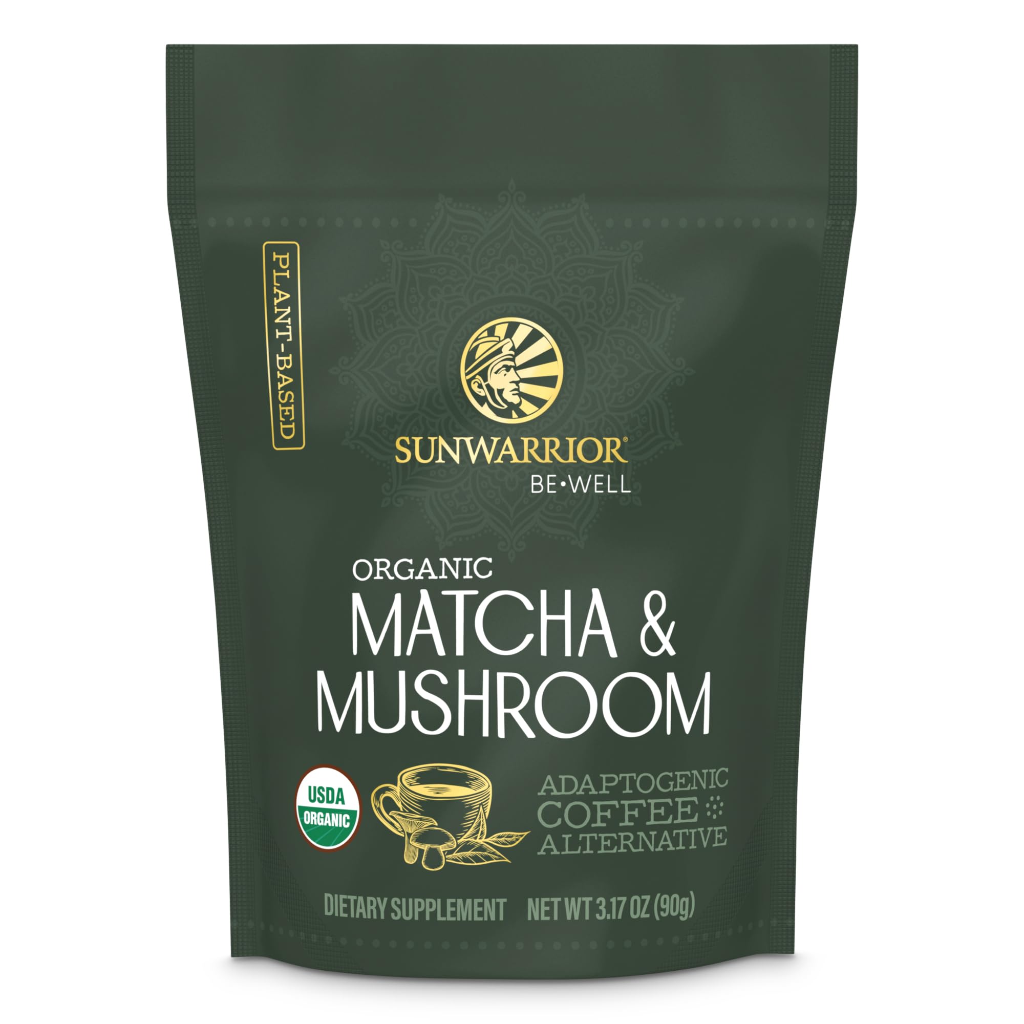 Sunwarrior Organic Matcha Mushroom Powder jar for daily ritual and easy access