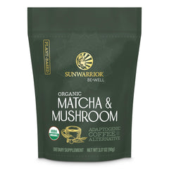 Sunwarrior Organic Matcha Mushroom Powder jar for daily ritual and easy access