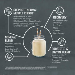 Sunwarrior Cake Batter ingredients label highlights rice, pumpkin, and pea proteins