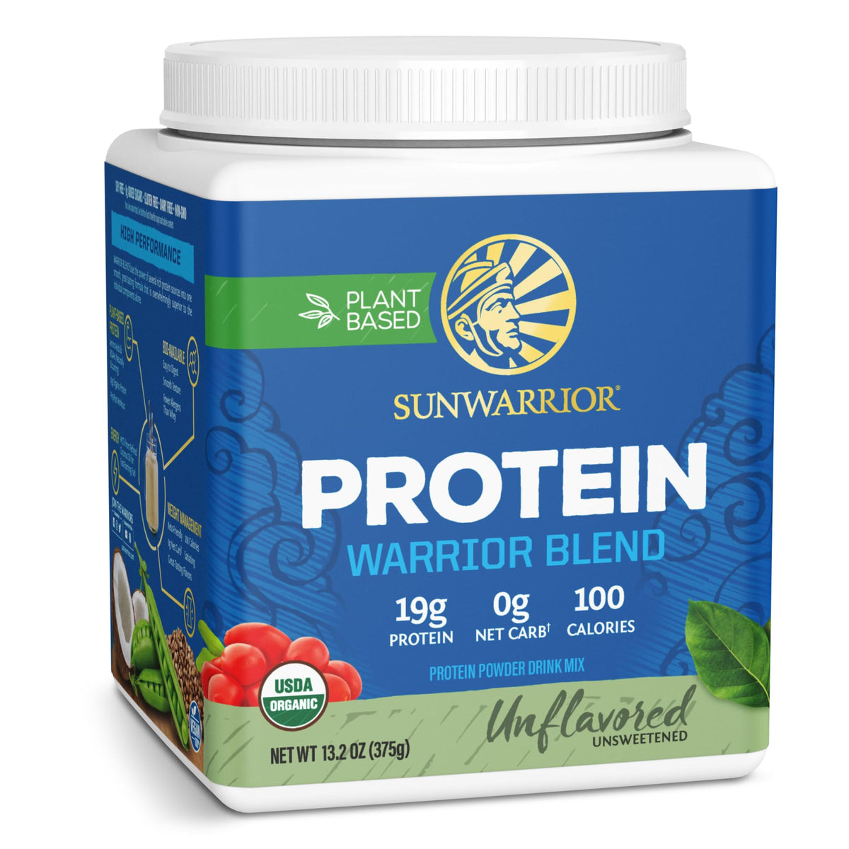 Sunwarrior Organic Plant Based Protein Powder bottle for clean post-workout shakes.