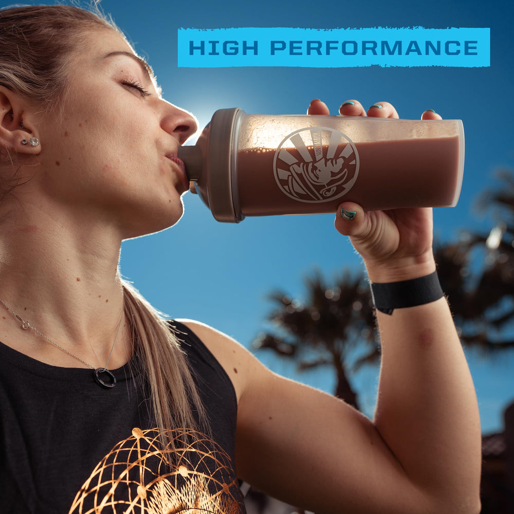 Sunwarrior protein powder with shaker ready to blend.