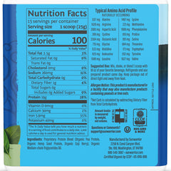Sunwarrior protein powder pour shows smooth mixability for shakes.