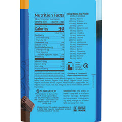 Sunwarrior organic plant protein chocolate scoop, convenient daily protein source.