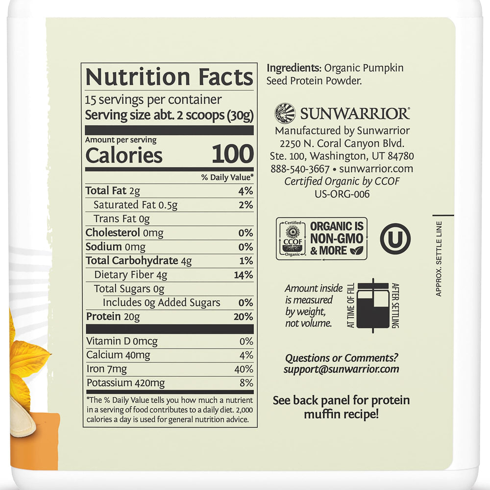 Sunwarrior Pumpkin Seed Protein Scoop for precise recipe portions.