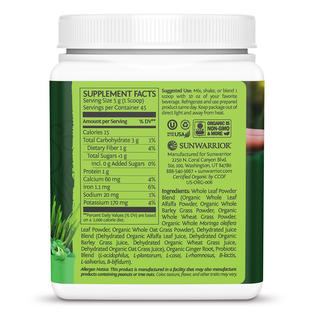 Scoop serving of Sunwarrior Ormus Greens ready for a quick greens boost.