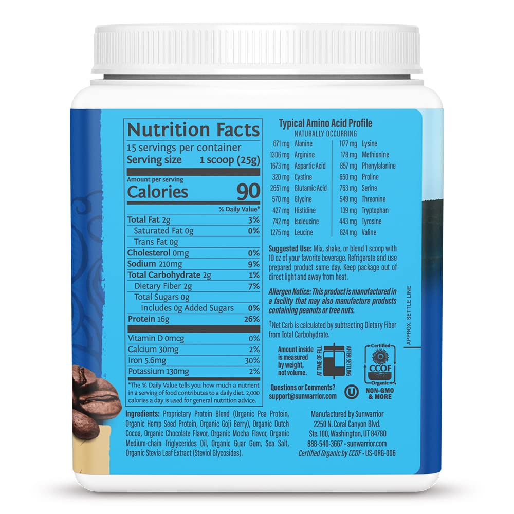 Sunwarrior proteina vegetal mocha batido cremoso para desayuno rápido