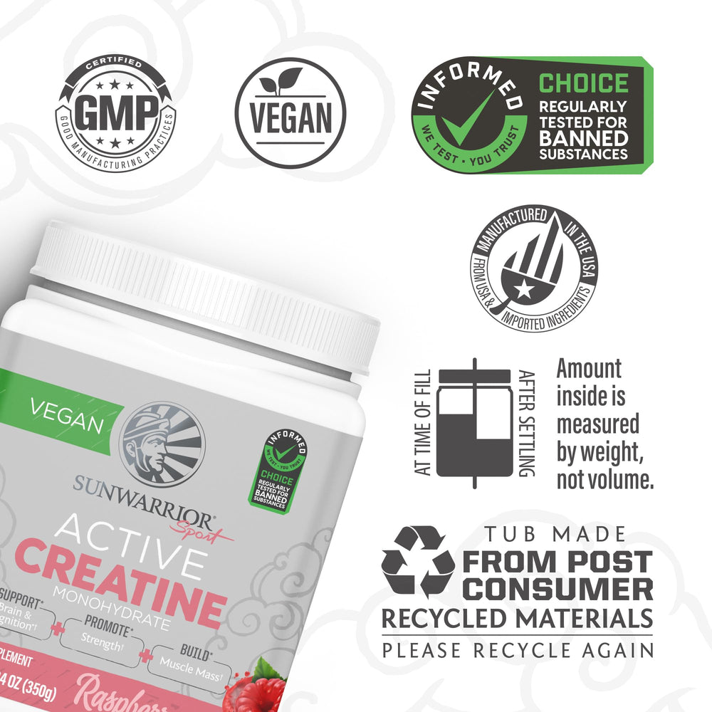 Sunwarrior Raspberry Active Creatine scoop placed for easy serving