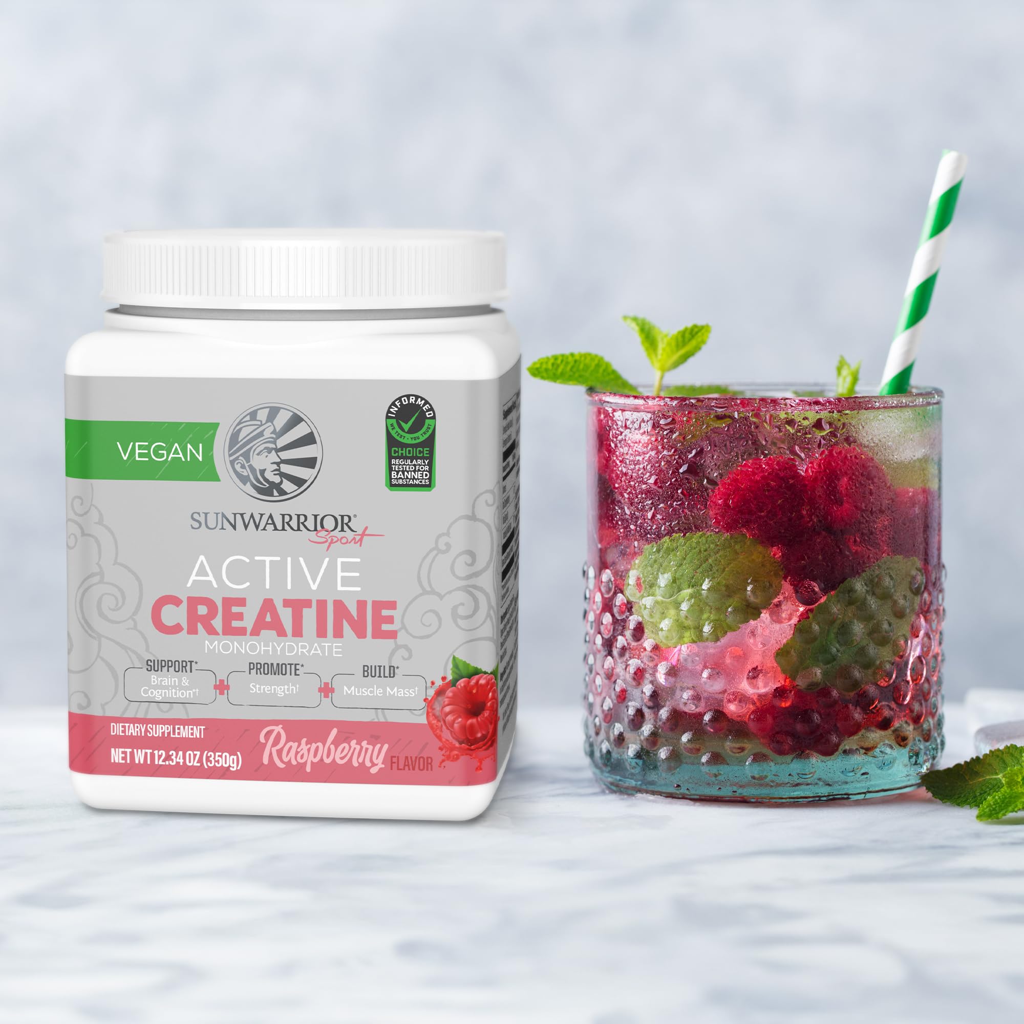 Sunwarrior Raspberry Active Creatine serving ready for a workout routine
