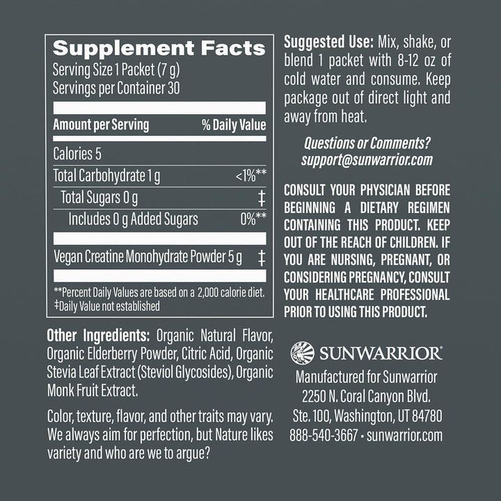 Sunwarrior Raspberry Active Creatine Stick Pack side view highlights convenient dosing for workouts.
