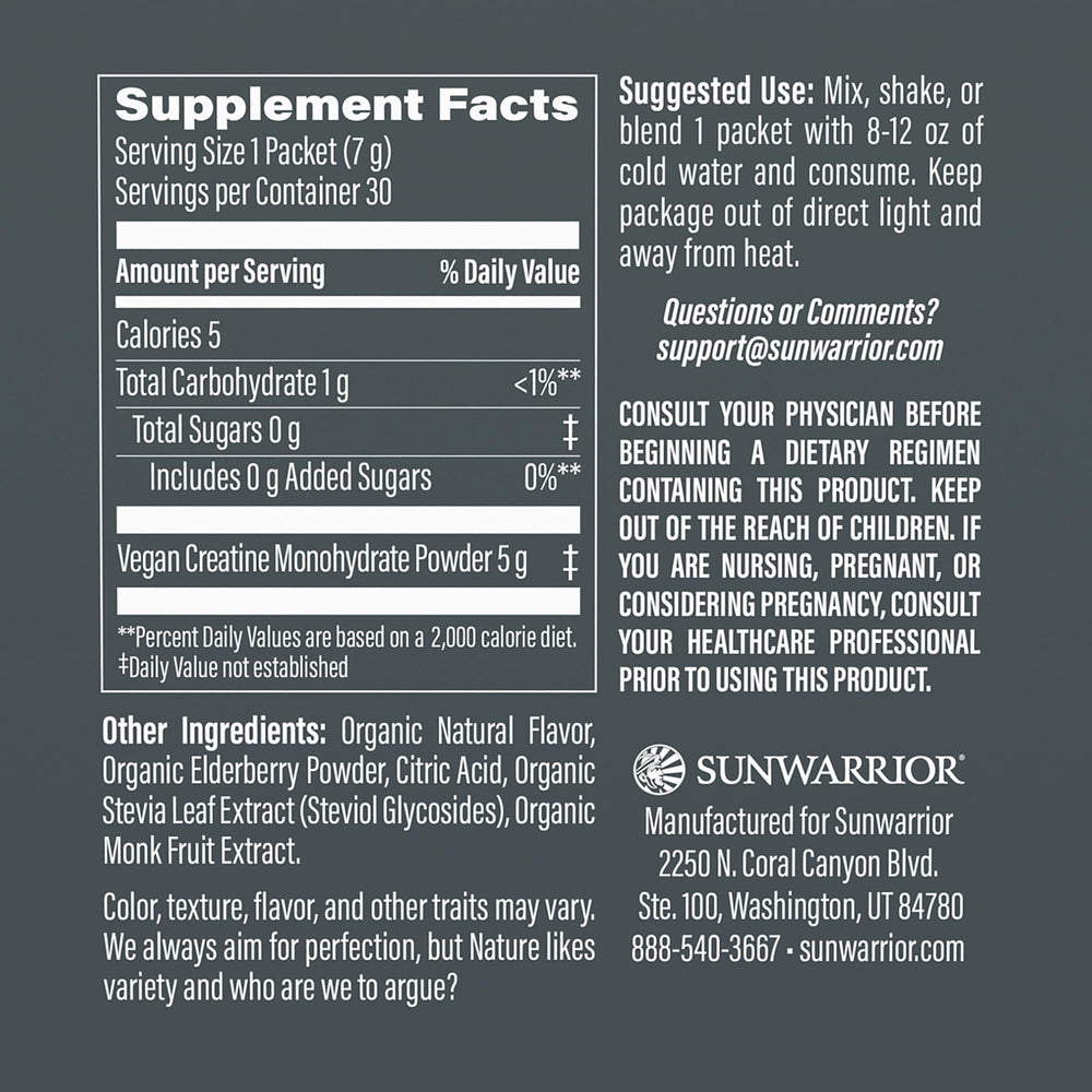 Sunwarrior Raspberry Active Creatine Stick Pack side view highlights convenient dosing for workouts.