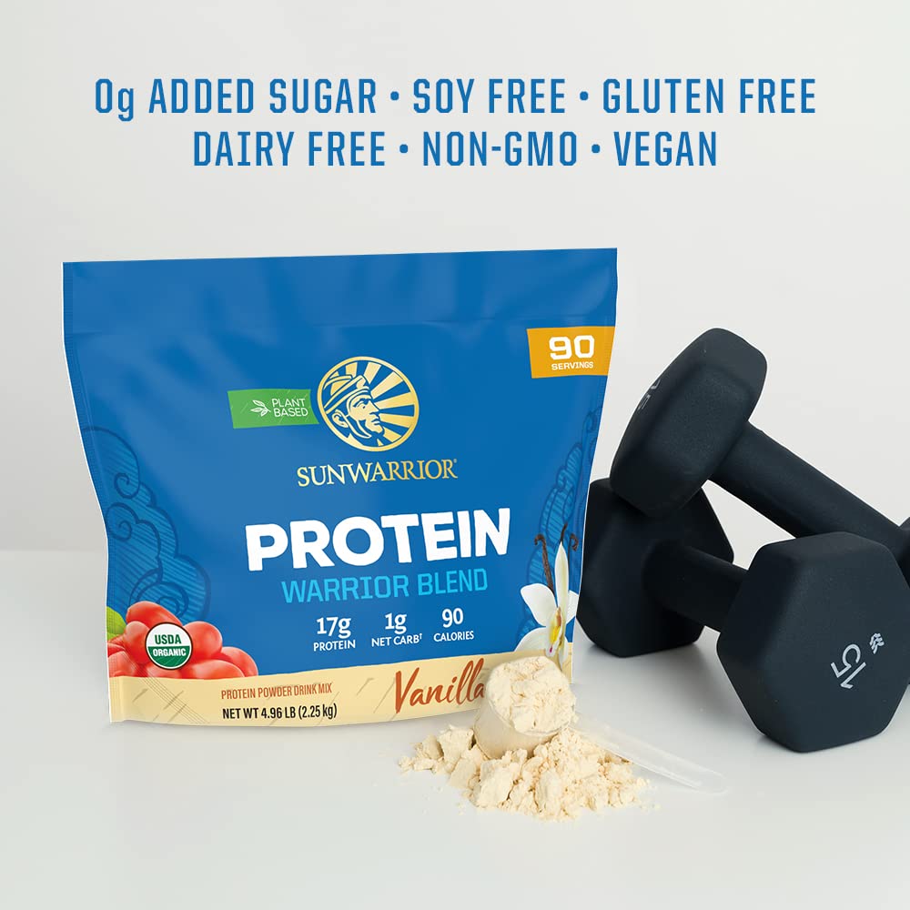 Sunwarrior vanilla protein with BCAA benefits supports muscle recovery