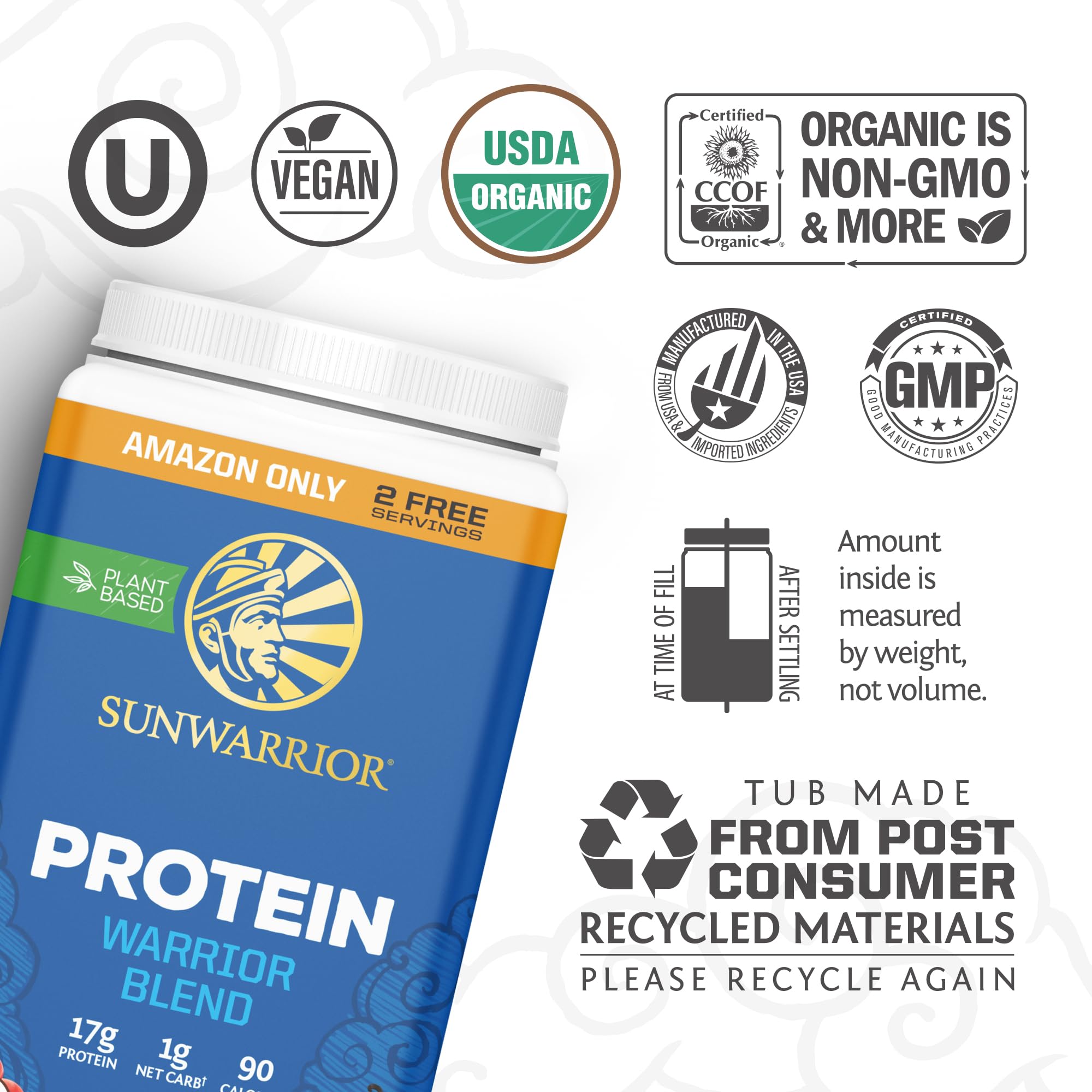 Sunwarrior vanilla protein in a blender bottle for smooth, dairy-free shakes.