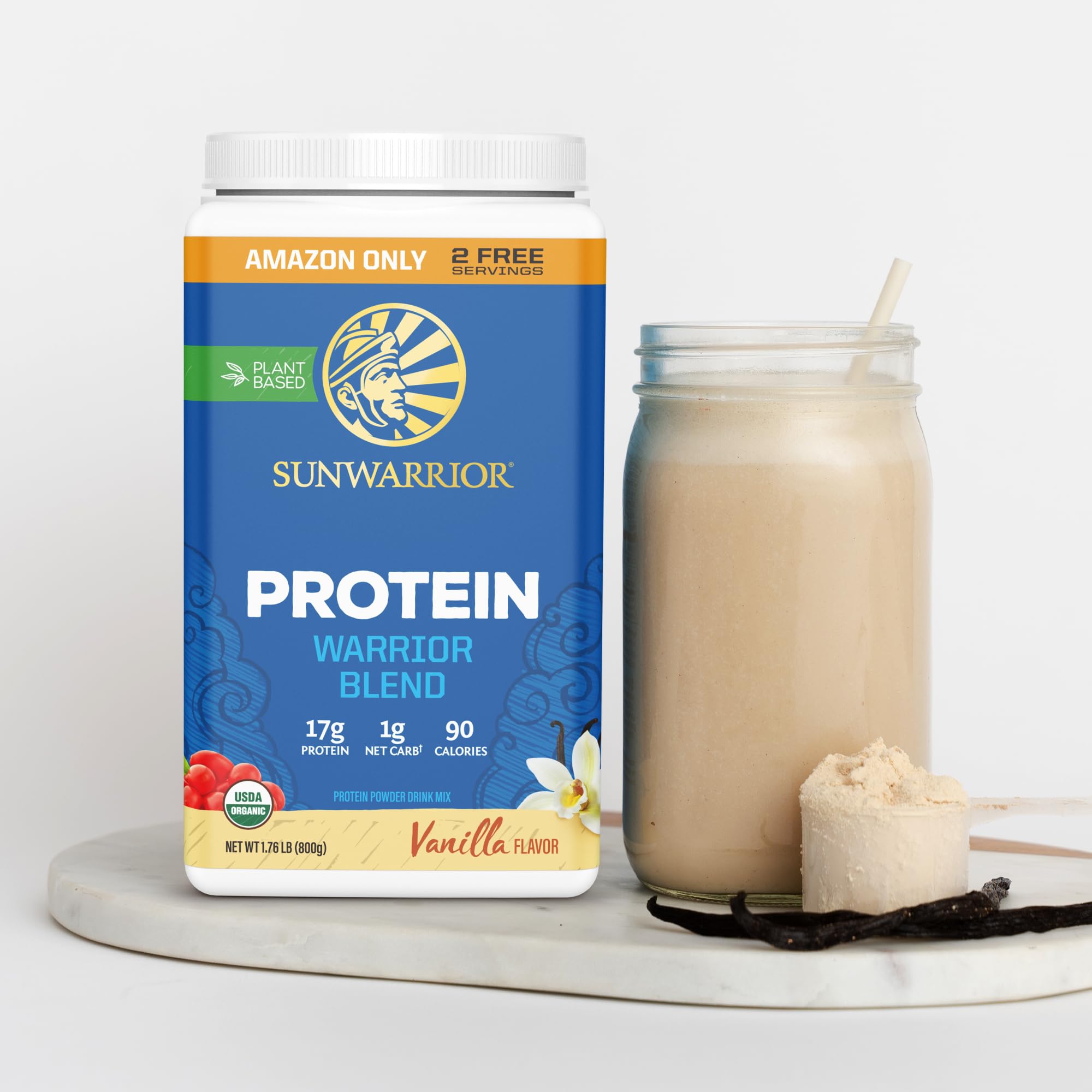 Sunwarrior protein in a glass with oats for a balanced vegan breakfast.