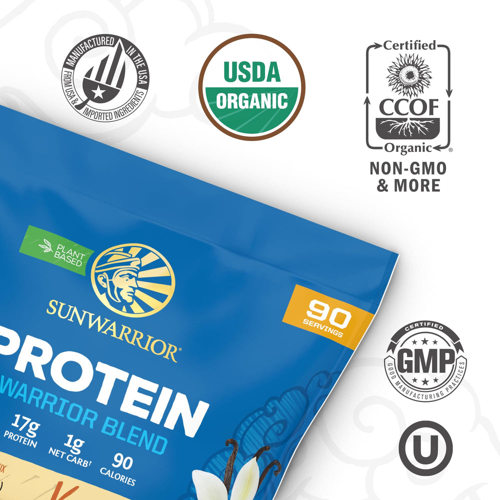 Sunwarrior vanilla protein mixing cup demonstrates versatile, dairy-free protein for smoothies
