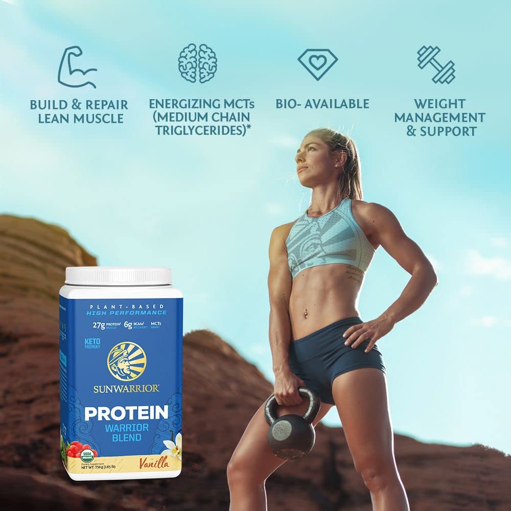 Sunwarrior vanilla vegan protein serving cup ready for meal replacement