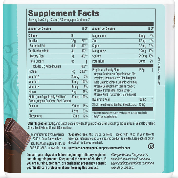 Sunwarrior vegan collagen-building powder bottle ready for nutrient-dense shakes.