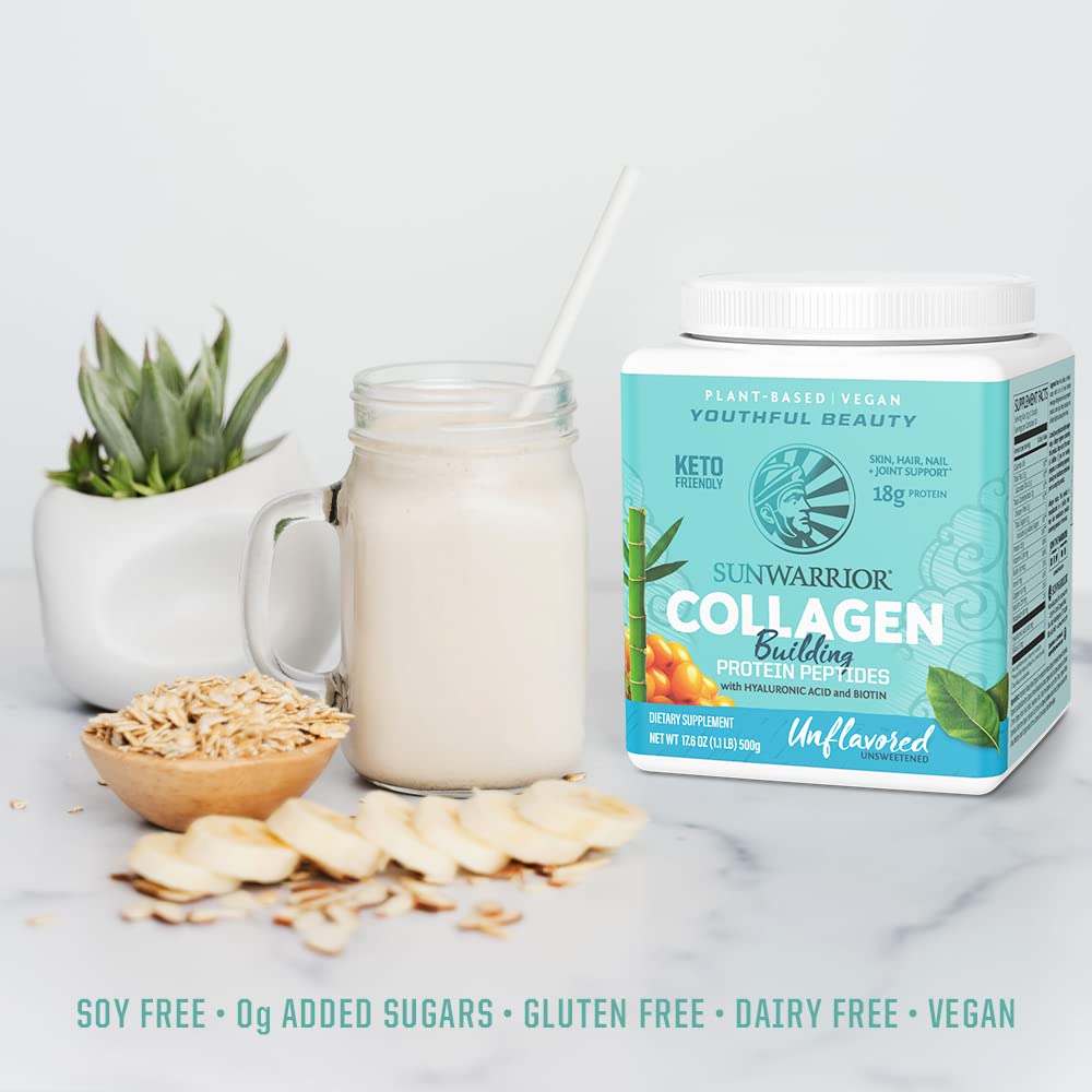 Sunwarrior bottle with glass evokes a daily hair and skin routine