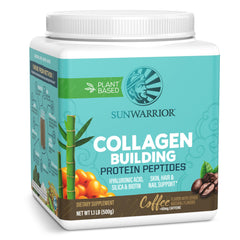 Sunwarrior vegan collagen powder bottle pour for quick daily ritual.