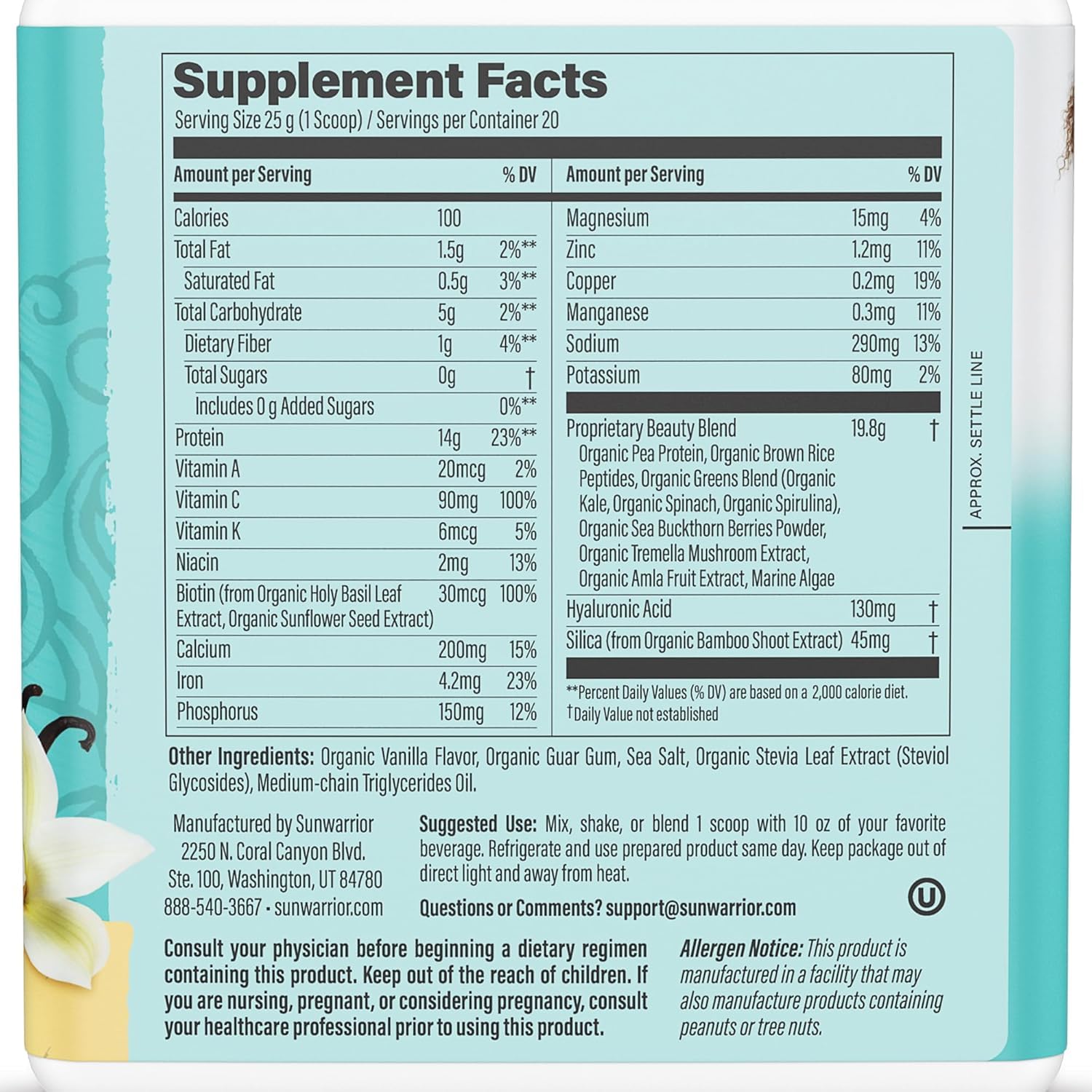 Sunwarrior scoop added to a glass for a quick, protein-rich shake