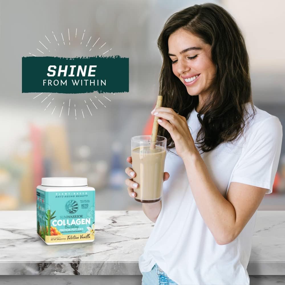 Glass of smoothie featuring Sunwarrior vanilla flavor