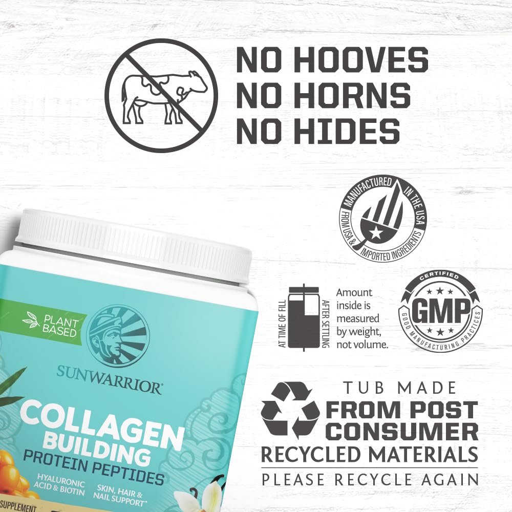 Sunwarrior packaging label highlighting plant-based formula
