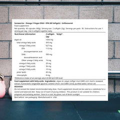 Sunwarrior Omega-3 softgels arrangement emphasizing plant-based DHA and eye health benefits
