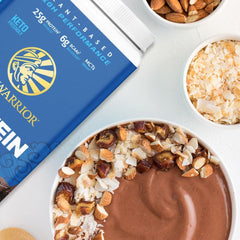 Sunwarrior vegan protein powder mixed in a glass for a shake.