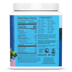 Sunwarrior Warrior Blend Berry label close-up highlighting organic, non-GMO ingredients