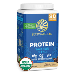 Sunwarrior Warrior Blend Mocha tub supports post-workout recovery.
